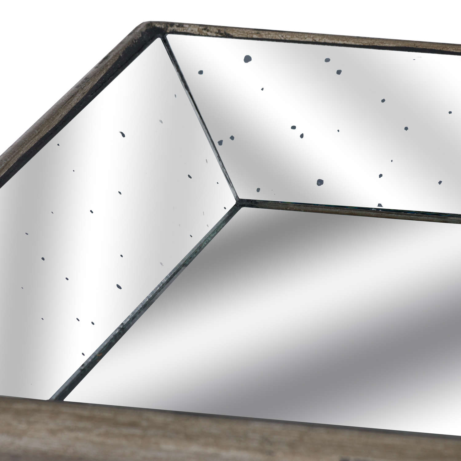 Astor Distressed Mirrored Tray With Wooden Detailing - HomenestUK