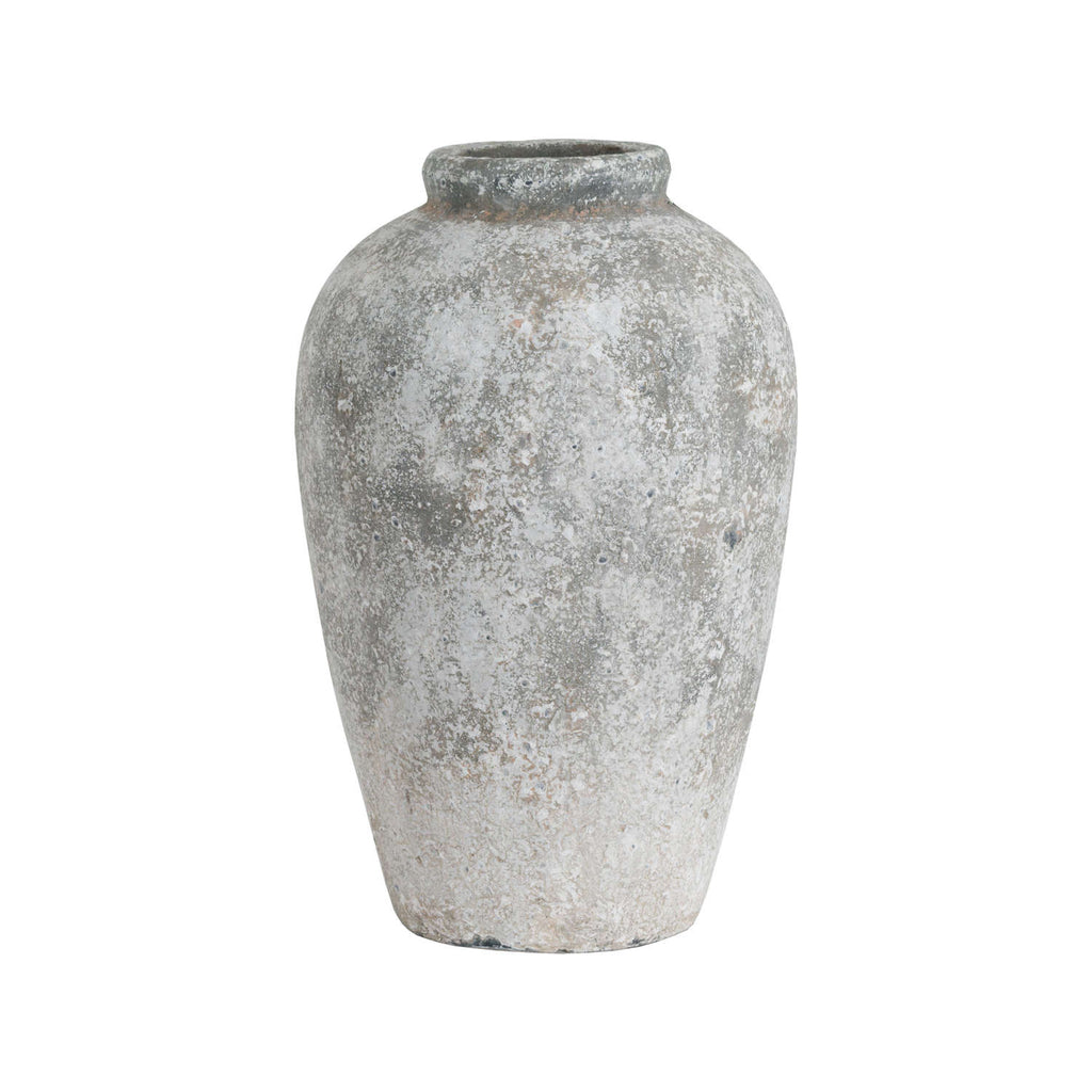 Aged Stone Tall Ceramic Vase in stone