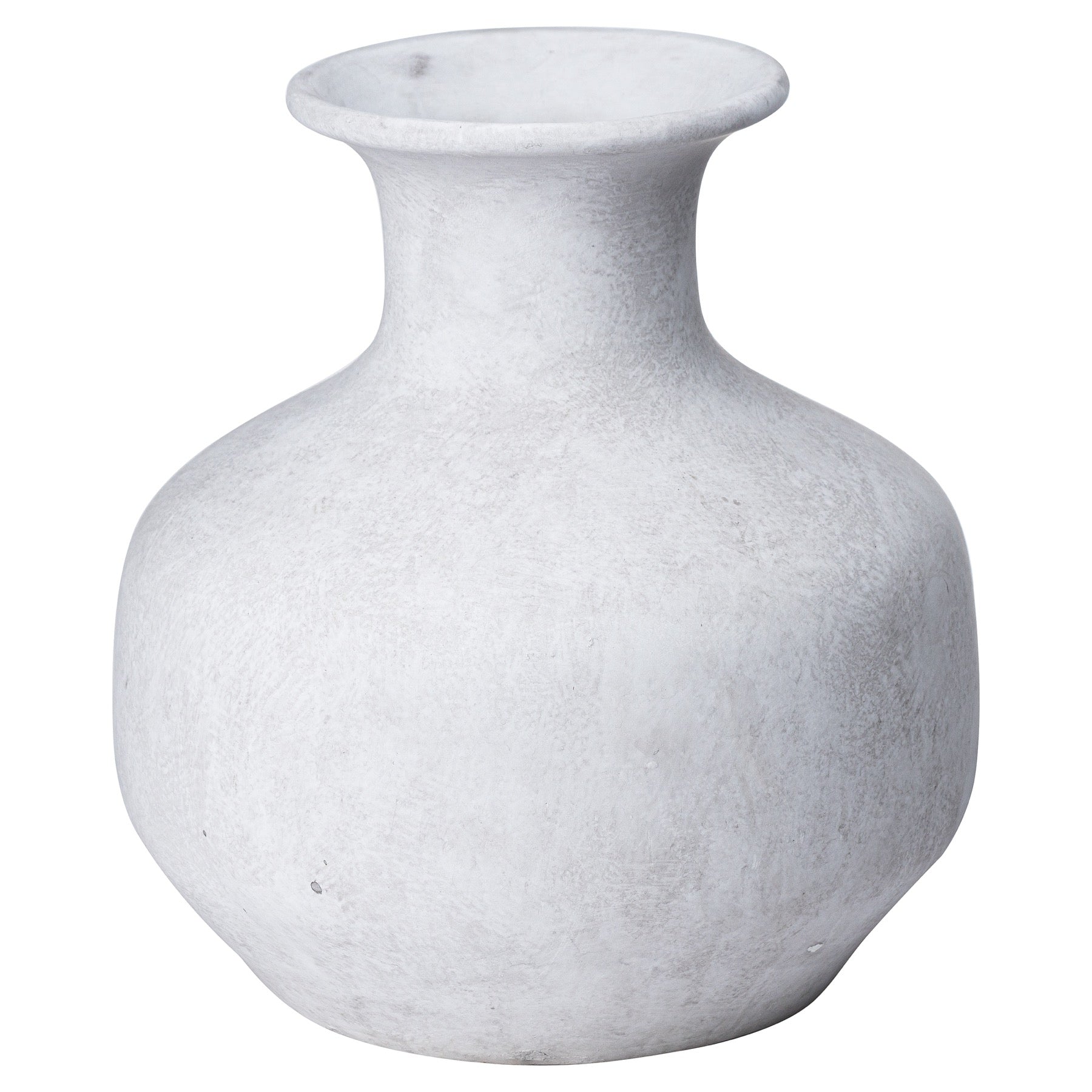 Darcy Squat Stone Vase CERAMIC Stone Effect displayed on a console table, luxury home decor