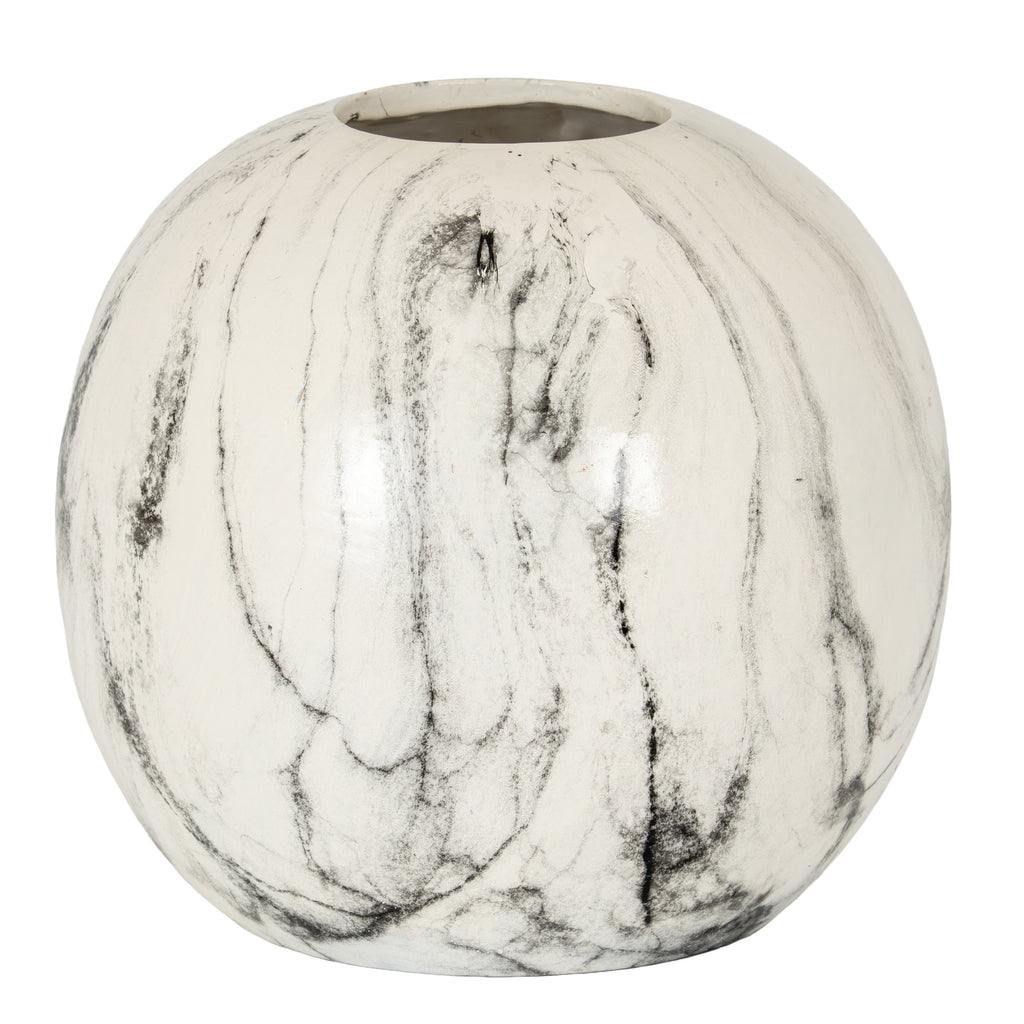 Marble Effect Pudding Vase in white, made from ceramic