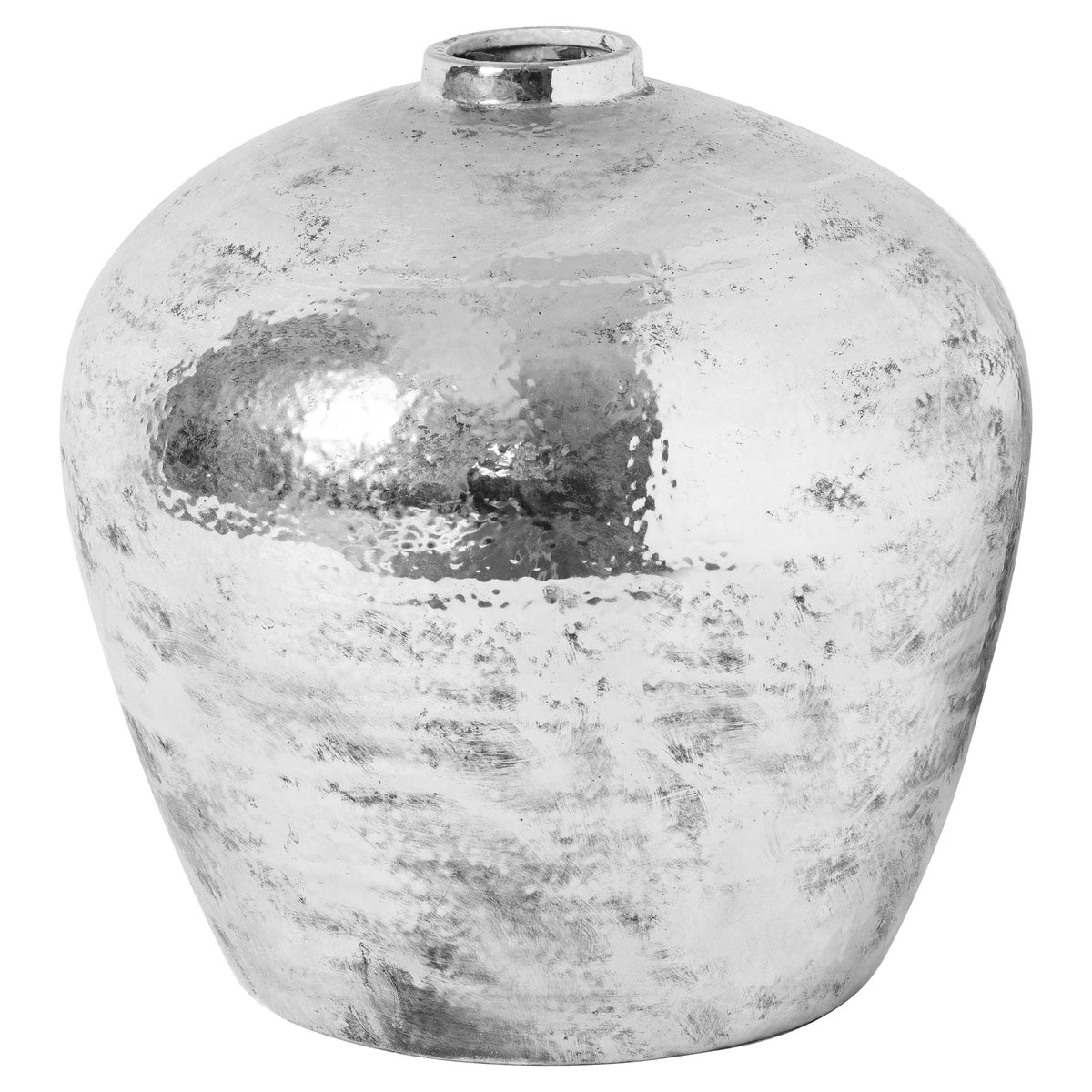 Hammered Silver Astral Vase in silver, made from ceramic