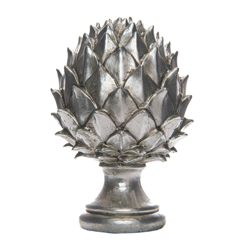 Silver Pinecone Finial in silver, made from ceramic