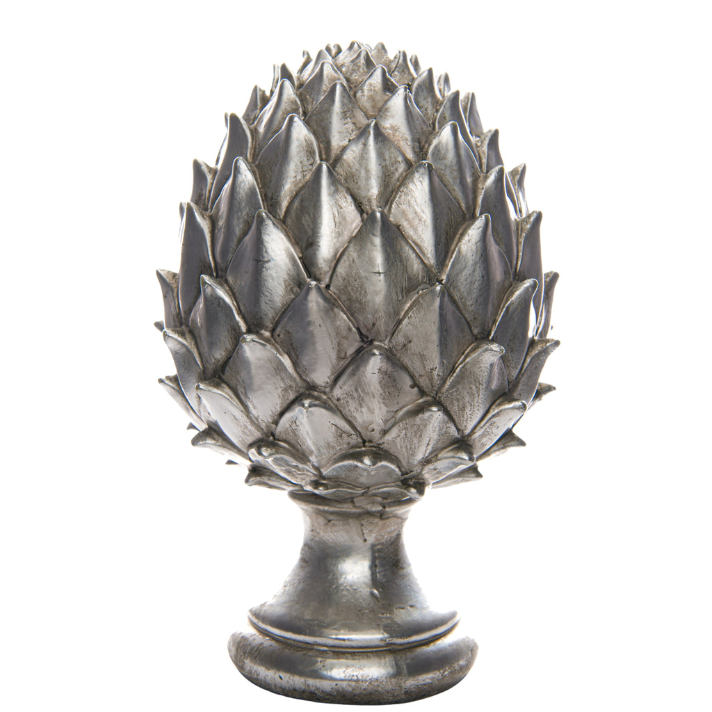 Large Silver Pinecone Finial in silver, made from ceramic