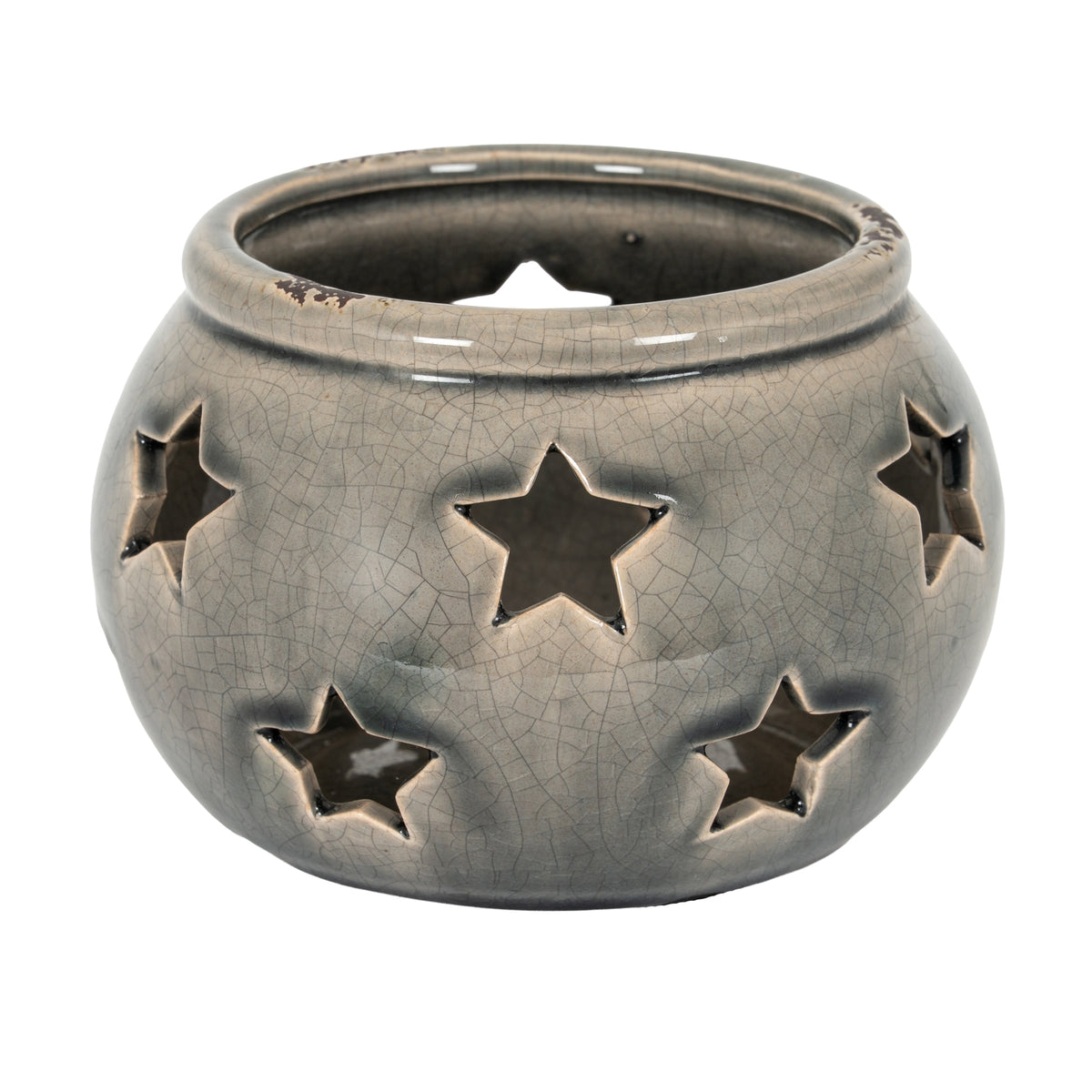 Garda Star Candle Lantern in grey, made from ceramic