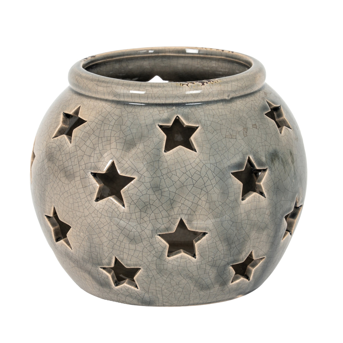 Garda Large Star Candle Lantern in grey, made from ceramic