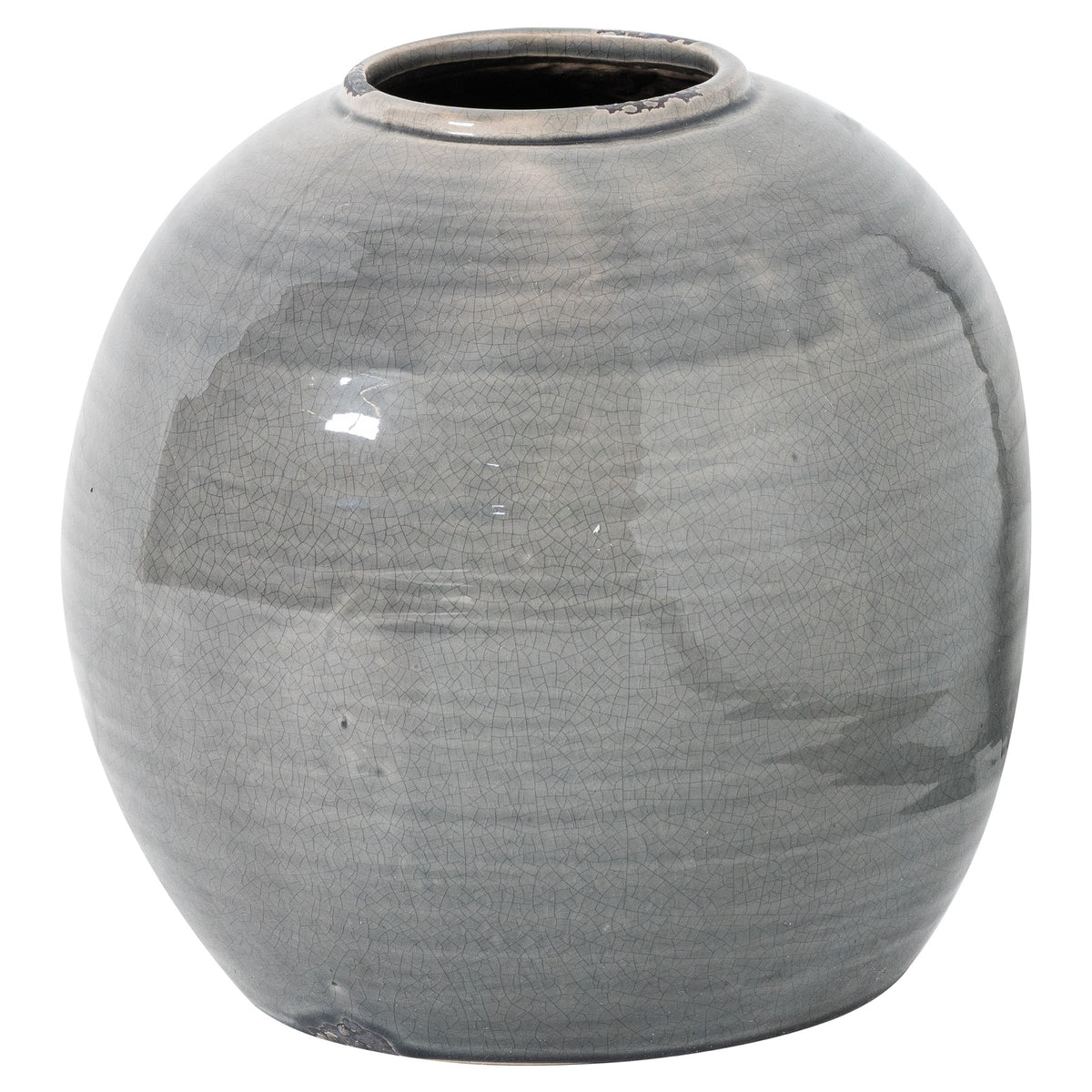 Garda Grey Glazed Tiber Vase in grey, made from ceramic