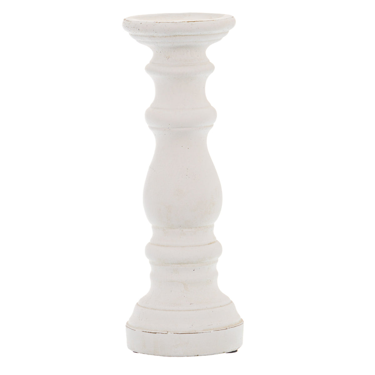 Matt White Small Ceramic Column Candle Holder in white