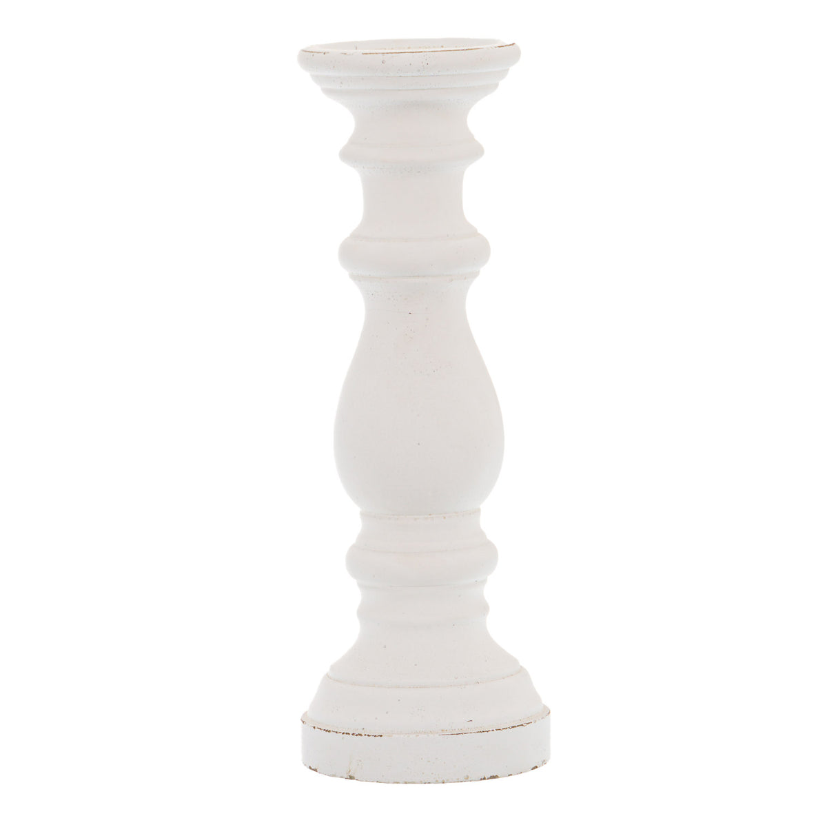 Matt White Ceramic Column Candle Holder in white