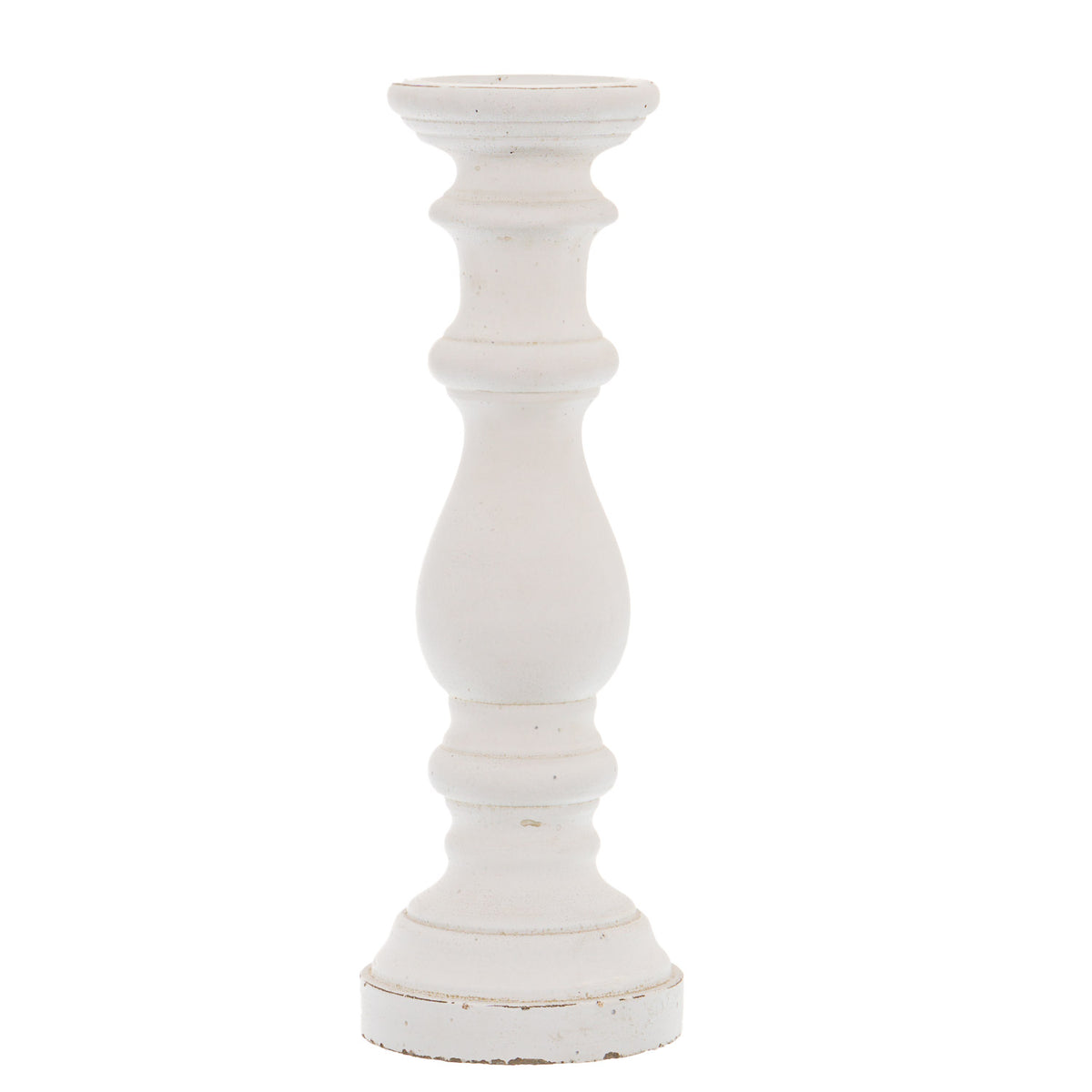 Matt White Large Ceramic Column Candle Holder in white