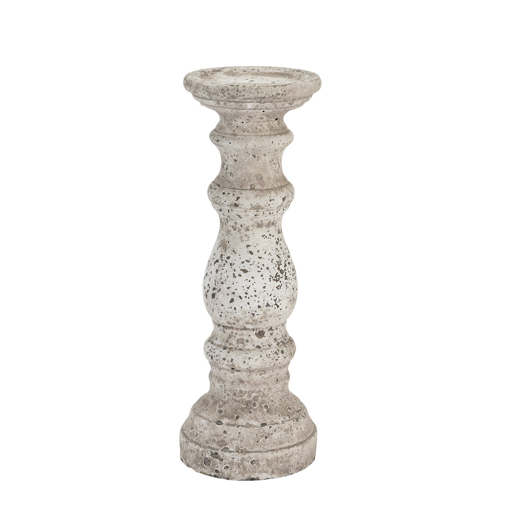 Small Stone Ceramic Column Candle Holder in stone