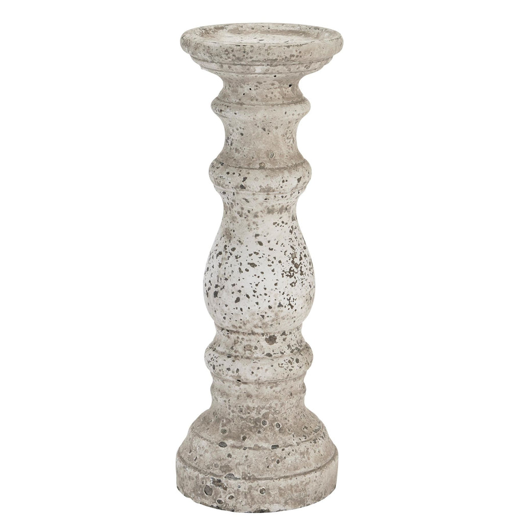 Large Stone Ceramic Column Candle Holder in stone