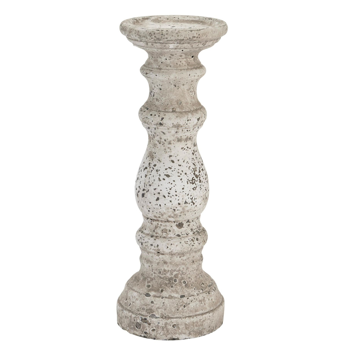 Large Stone Ceramic Column Candle Holder in stone
