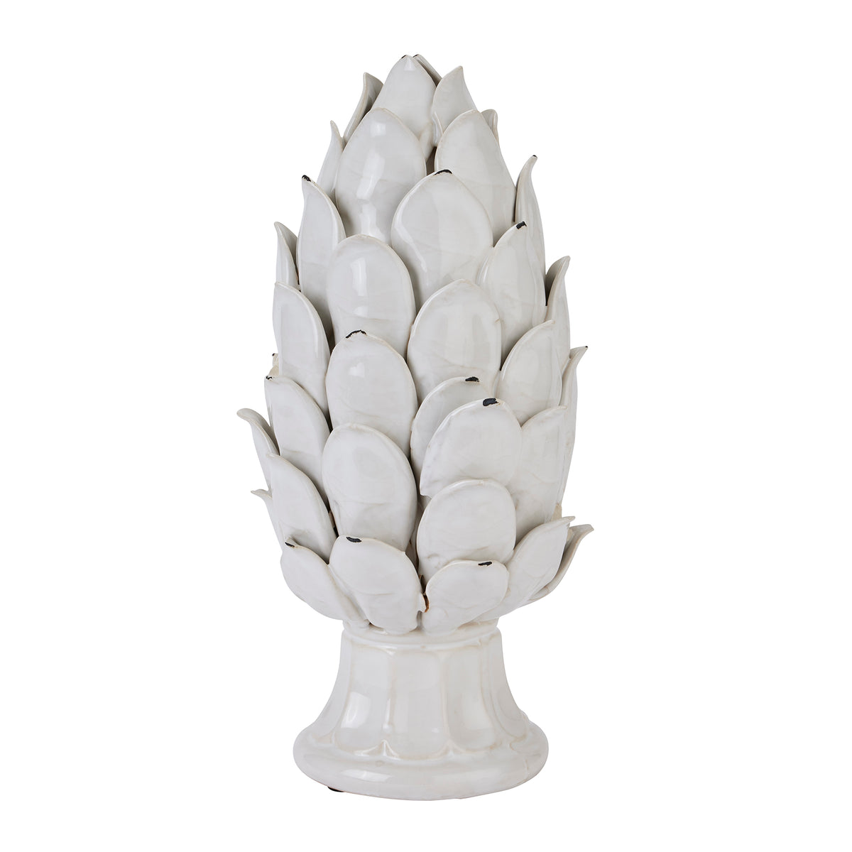 Large Ivory Chianti Artichoke in white, made from ceramic