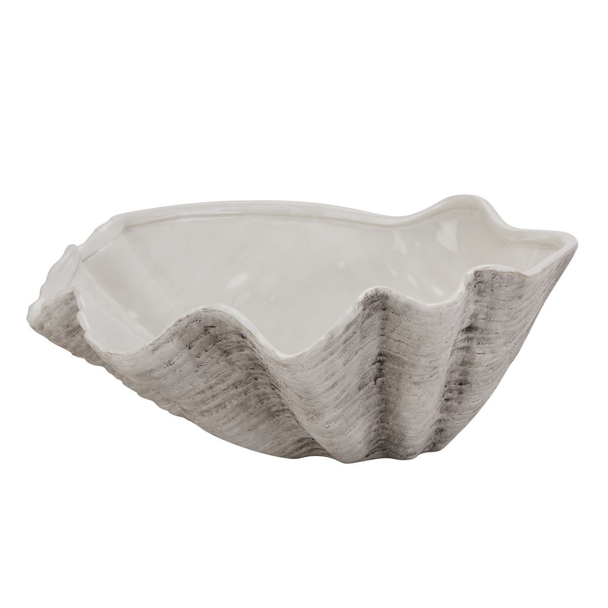 Large Ceramic Adele Shell Bowl in white