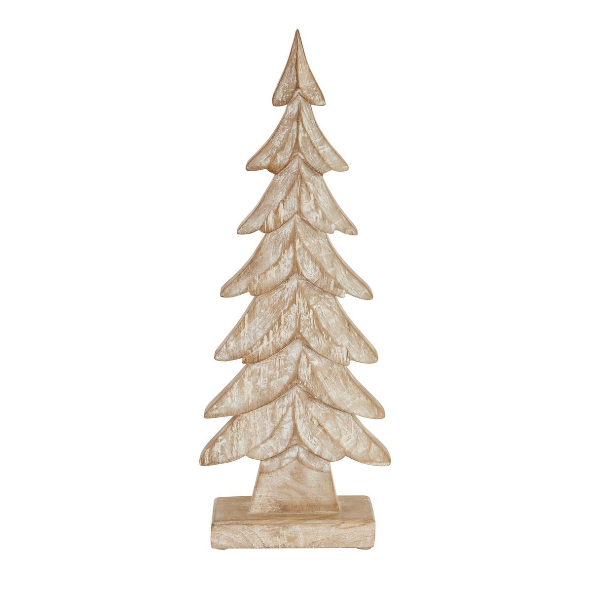 Large Carved Wood Christmas Tree in carved wood finish