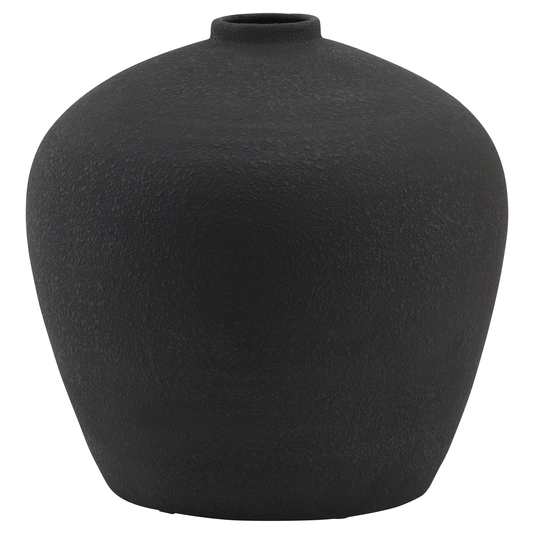 Matt Black Astral Vase CERAMIC displayed on a console table, luxury home decor