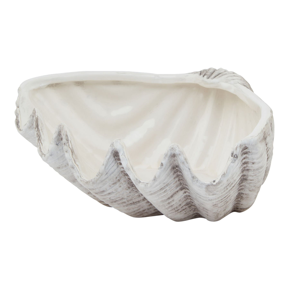Siren Medium Ceramic Shell Bowl in white