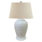 Woven Ceramic Table Lamp With Linen Shade