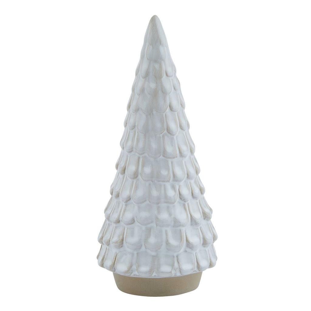 Snowy Ceramic Spruce Tree in white