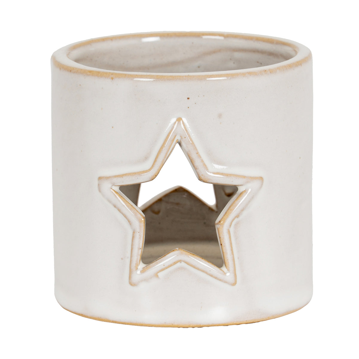 White Ceramic Star Cut-Out Tealight Holder in white