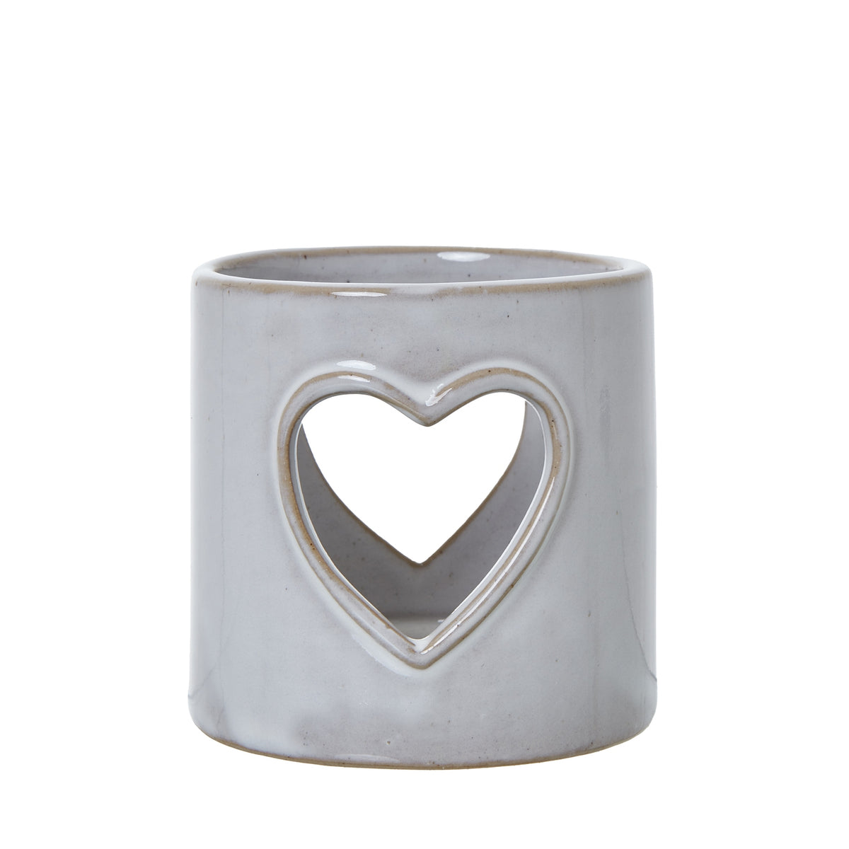 White Ceramic Heart Cut-Out Tealight Holder in white