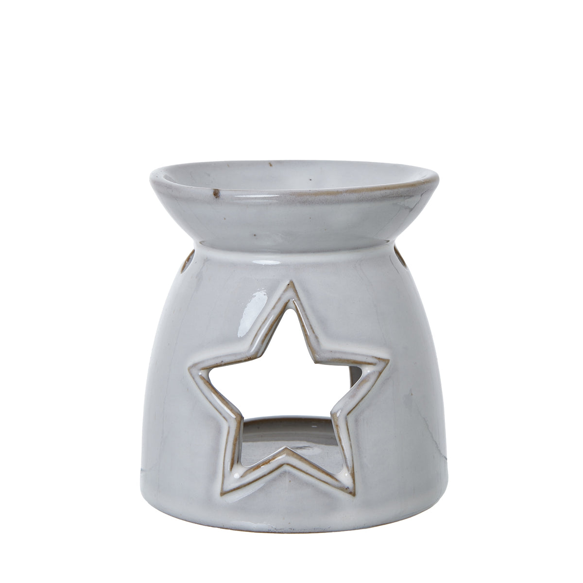 White Ceramic Star Cut-Out Wax Melt Tealight Holder in white