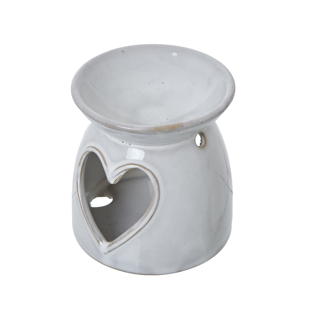 White Ceramic Heart Cut-Out Wax Melt Tealight Holder in white