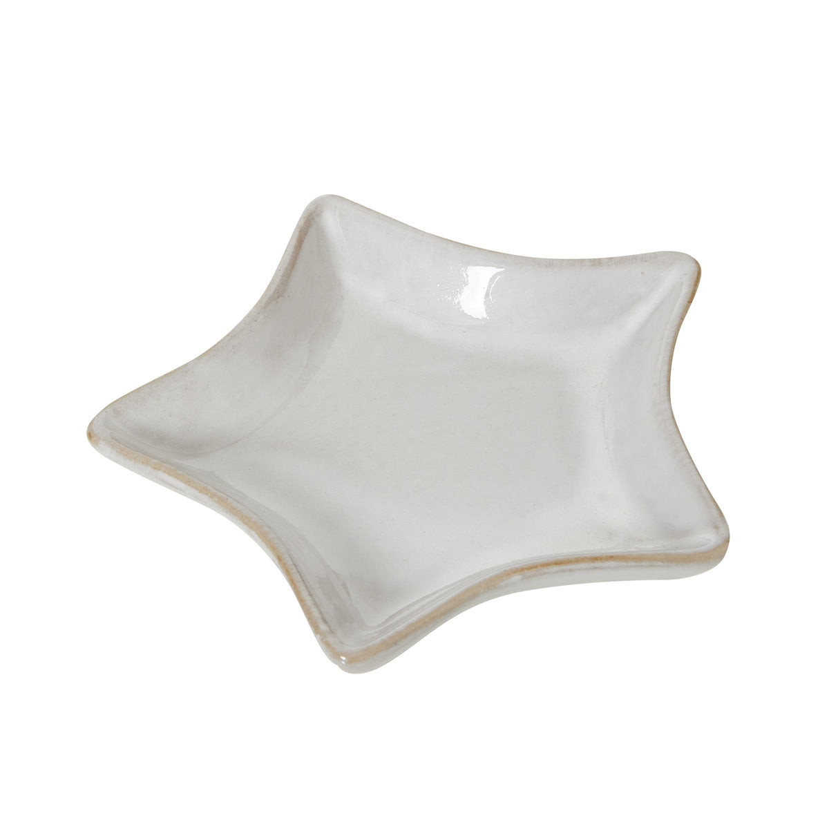 Small White Ceramic Star Dish in white