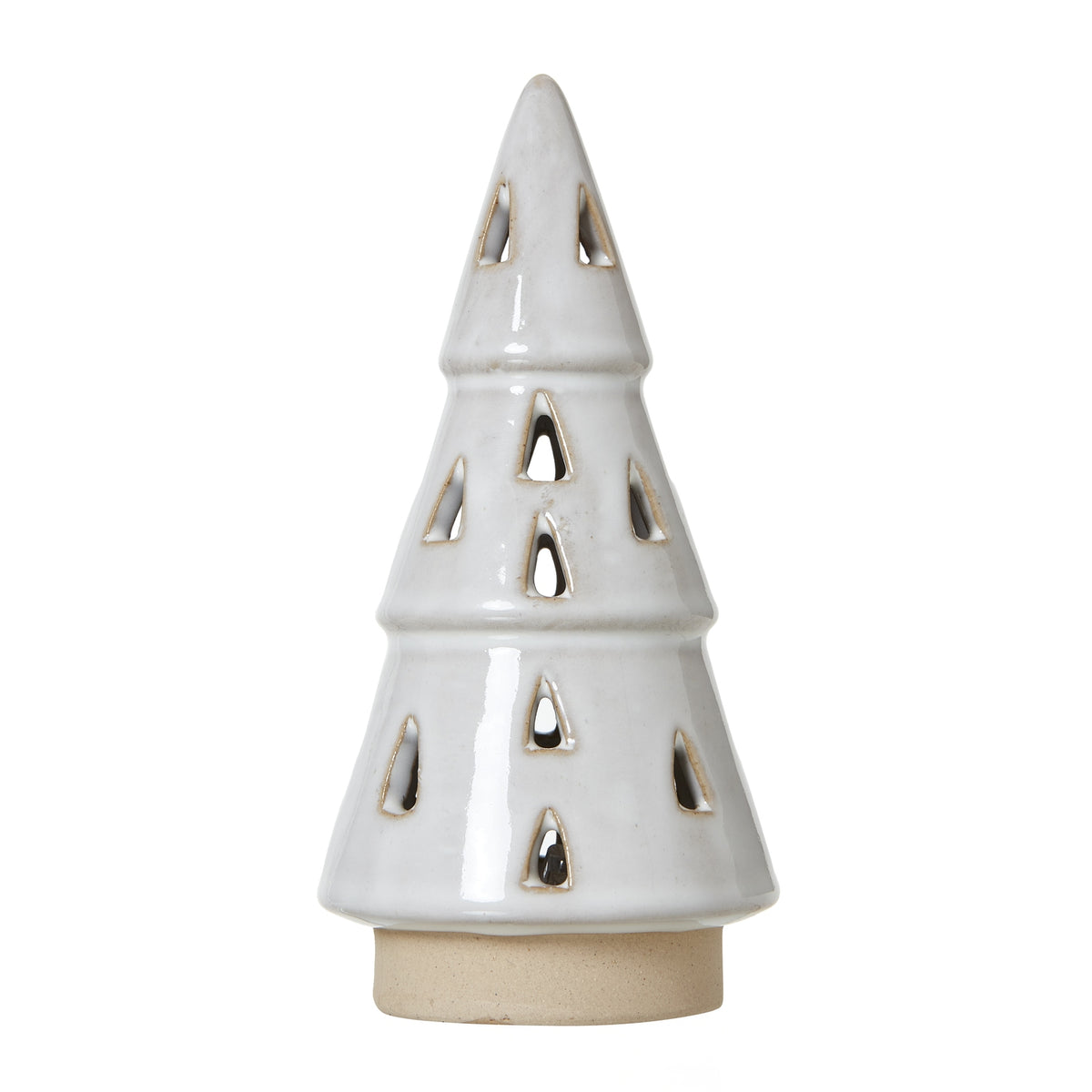 Small White Ceramic Cut-Out Tree With LED Lights in white