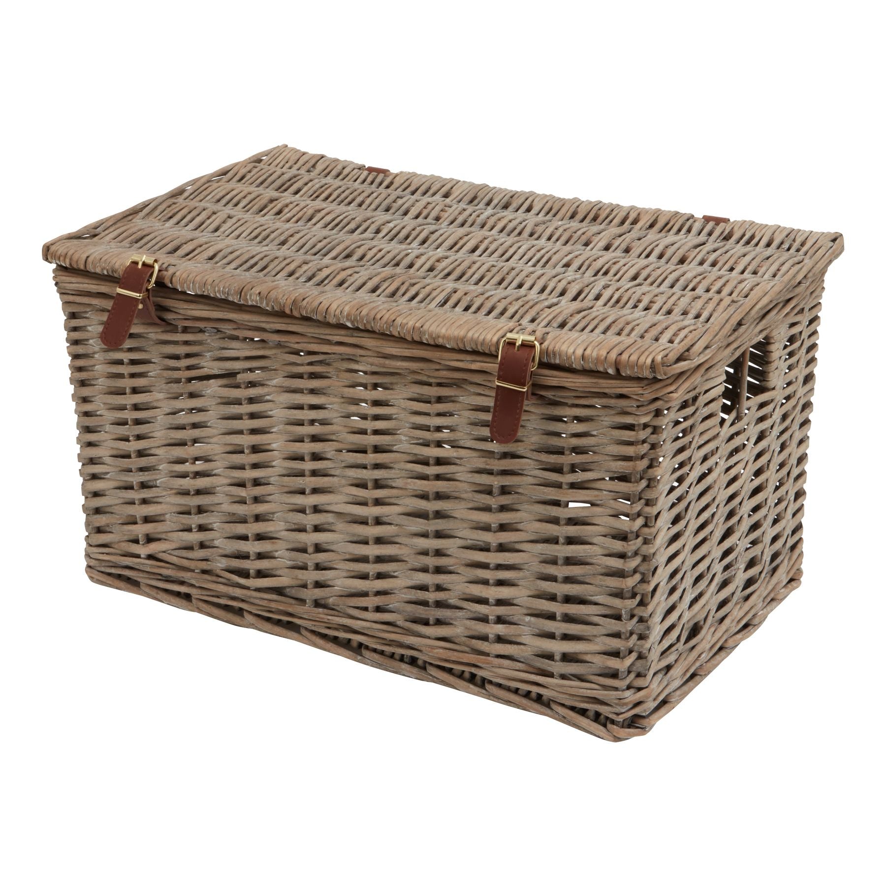 Wicker Hamper Basket Gifts & Accessories in brown styled interior setting, luxury home decor