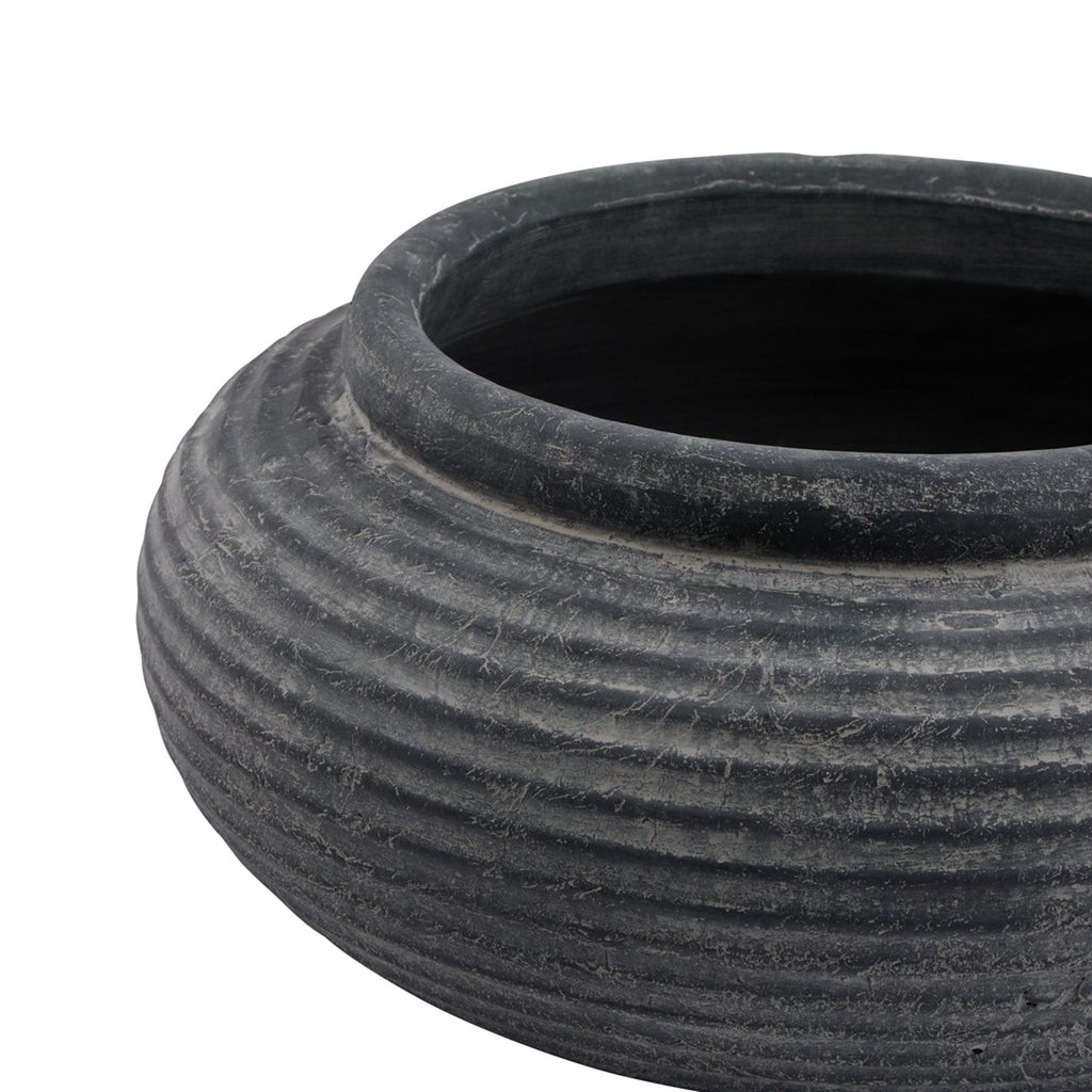 Amalfi Grey Round Ribbed Planter Default Title