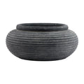 Amalfi Grey Round Ribbed Planter CERAMIC Curved Gifts & Accessories styled interior setting, luxury home decor