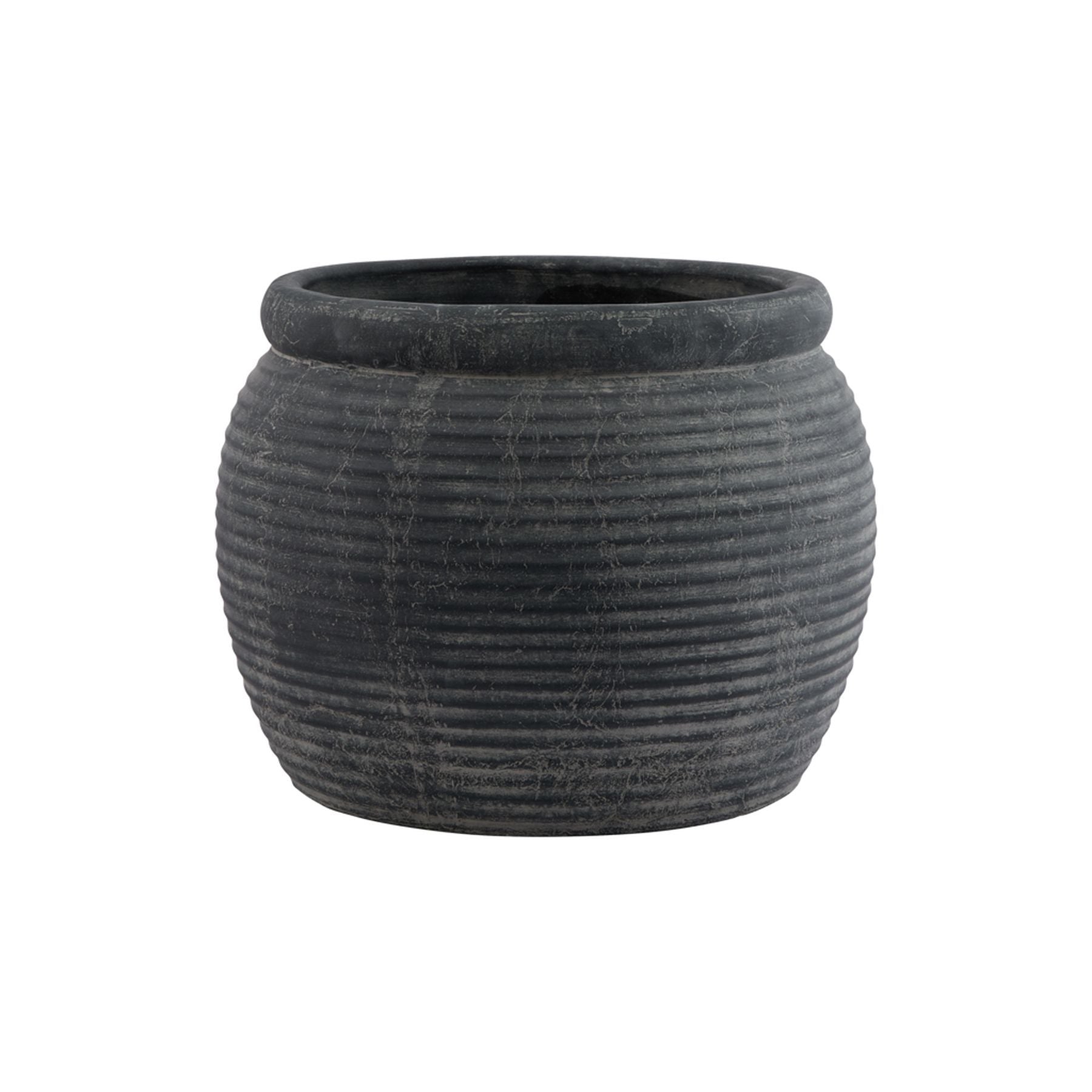Amalfi Grey Rimmed Plant Pot CERAMIC Gifts & Accessories styled interior setting, luxury home decor