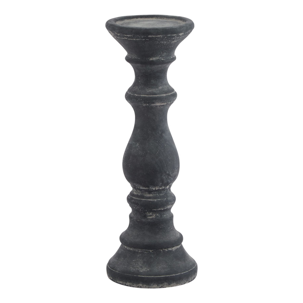 Amalfi Grey Column Candle Holder in grey, made from ceramic