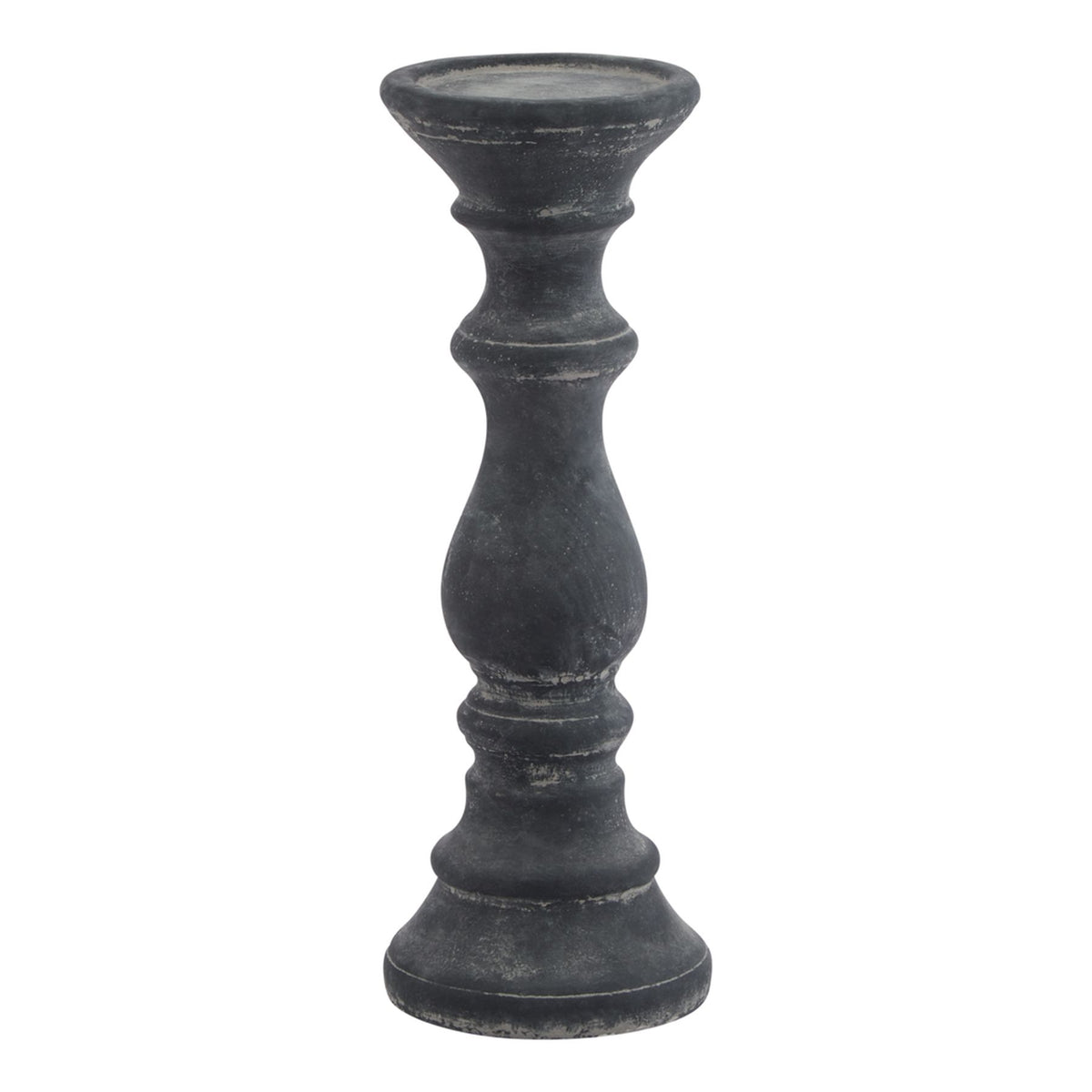 Amalfi Grey Column Candle Holder in grey, made from ceramic