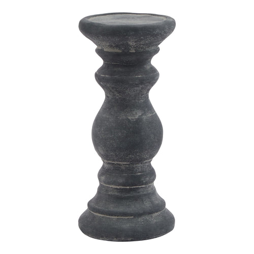 Amalfi Small Grey Column Candle Holder in grey, made from ceramic