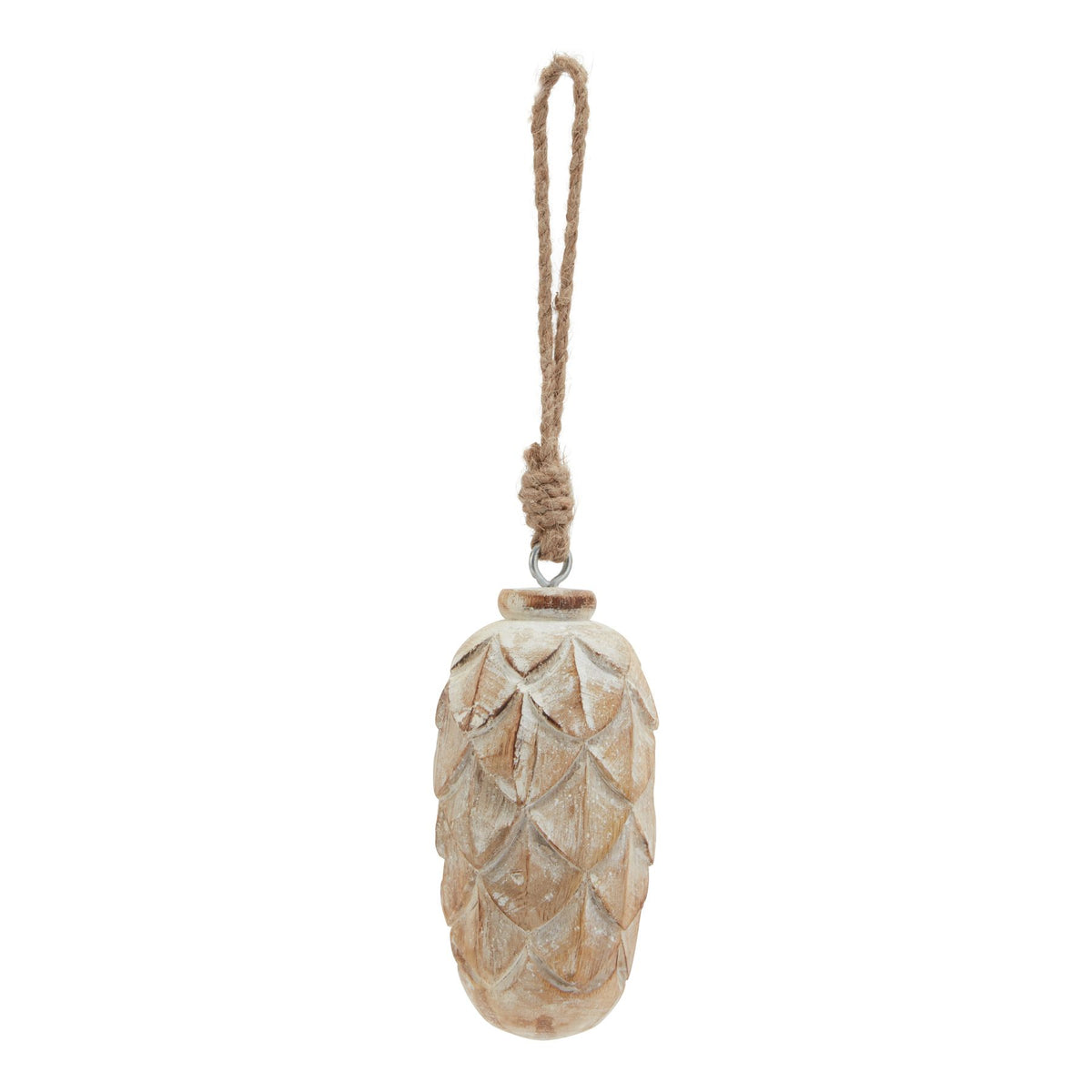 Antique Whitewashed Pine Cone Bauble in whitewashed finish