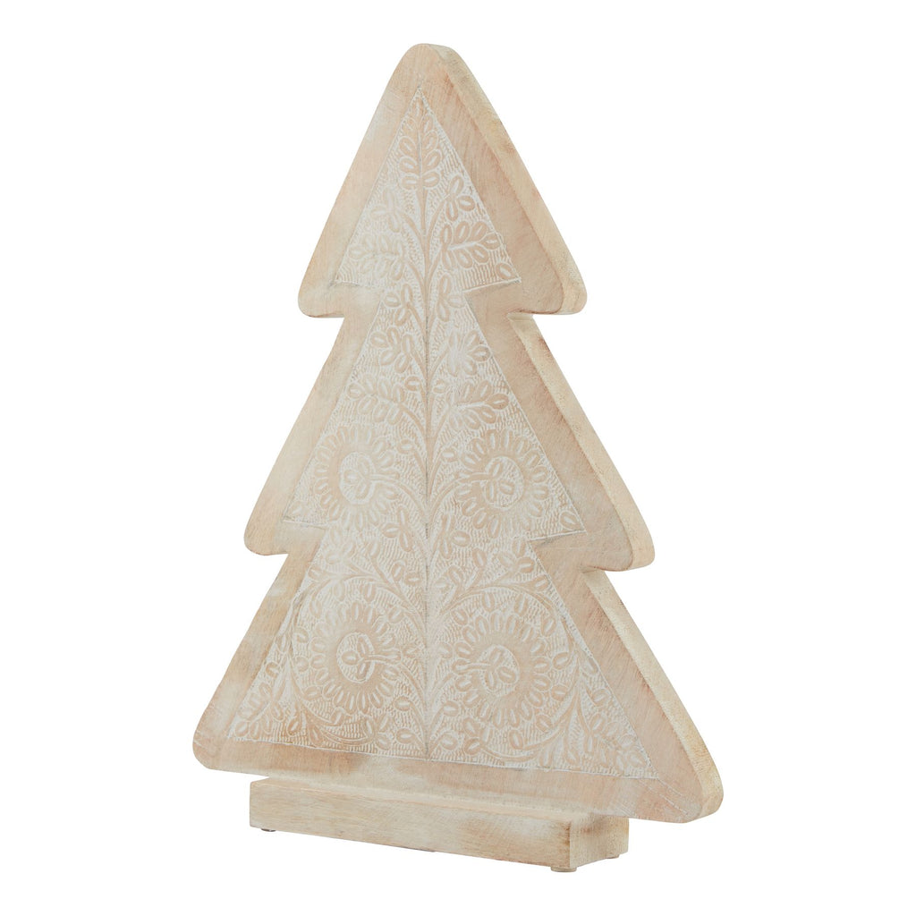 Large Whitewashed Patterned Wooden Tree in whitewashed finish