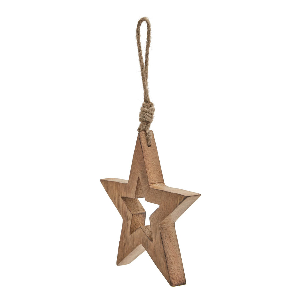 Natural Wooden Hanging Star in natural wood finish