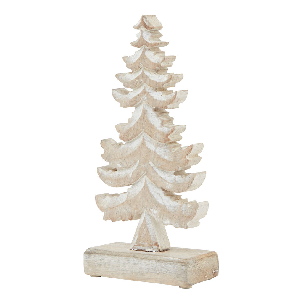 Whitewashed Wooden Tiered Tree Decoration in whitewashed finish
