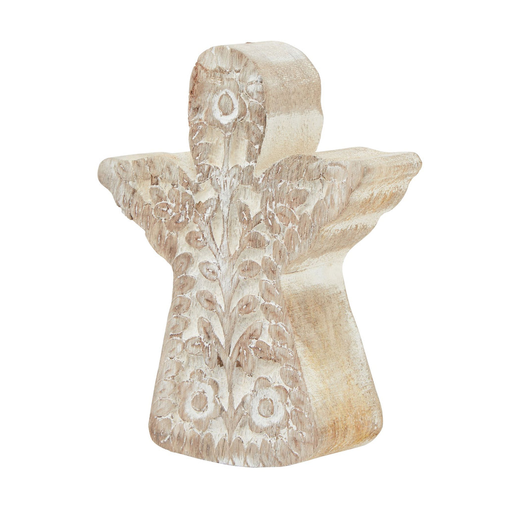 Large Whitewashed Patterned Angel Decoration in whitewashed finish