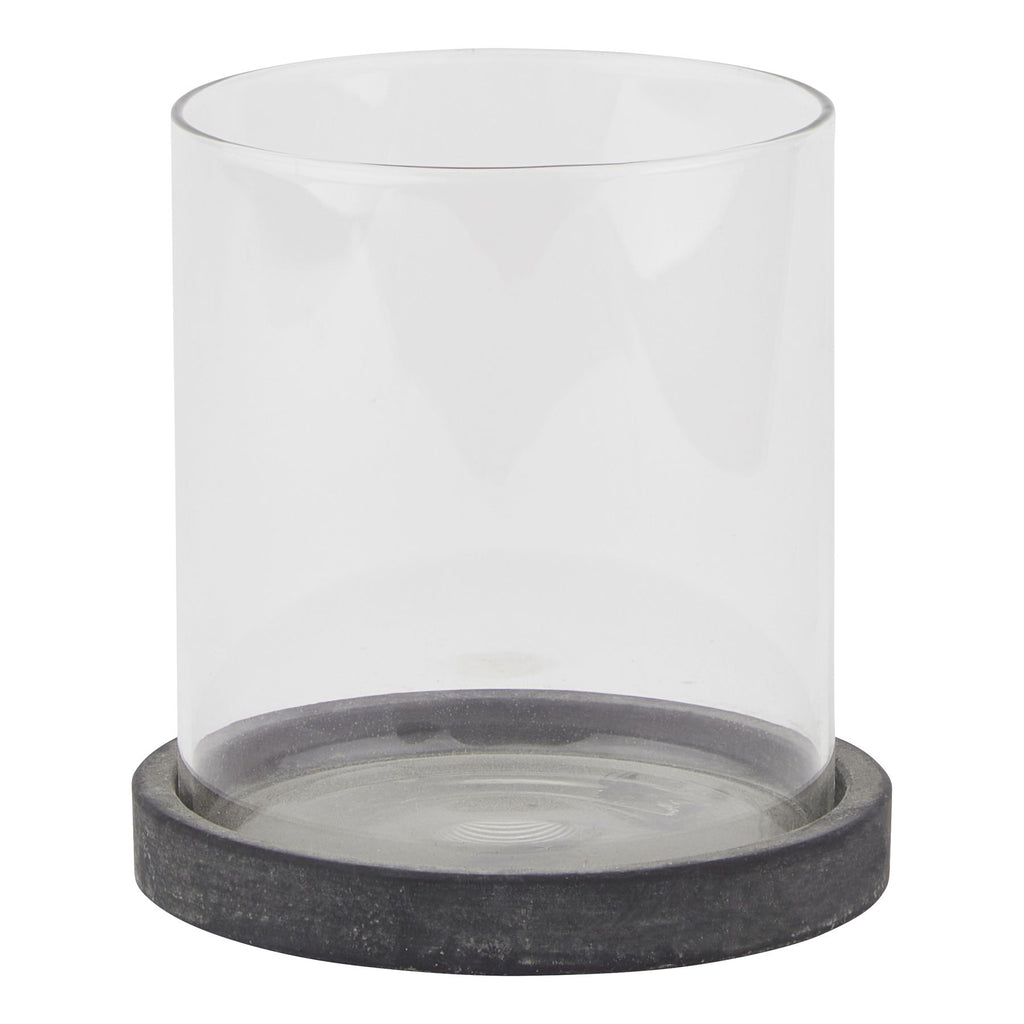 Amalfi Grey Hurricane Lantern in grey, made from ceramic and glass