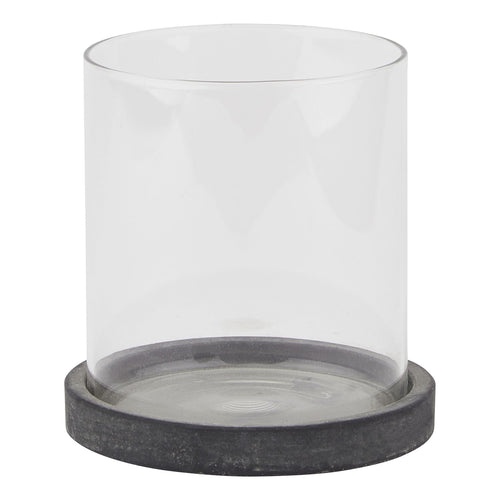 Amalfi Grey Hurricane Lantern in grey, made from ceramic and glass