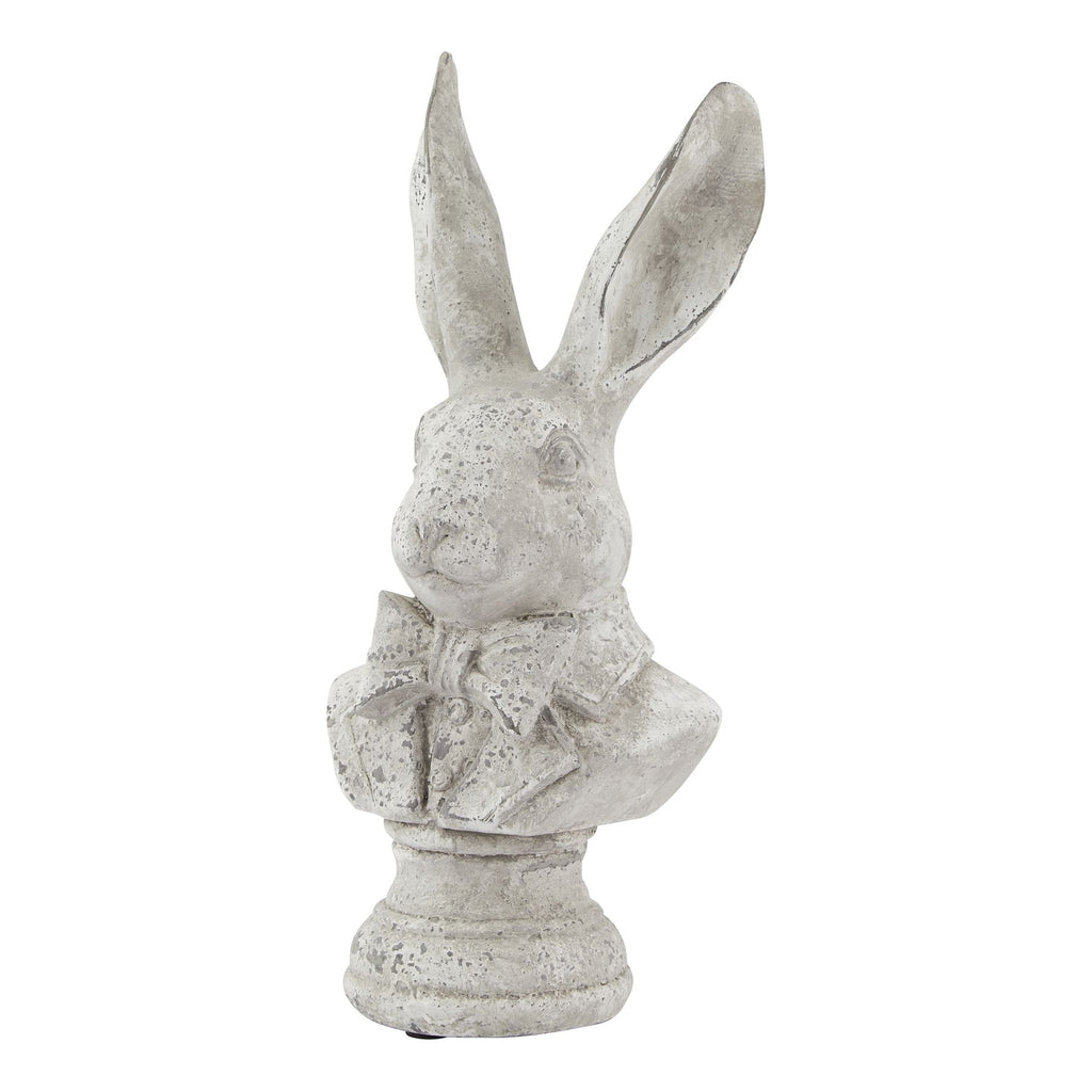 Stone Effect Tuxedo Hare Ornament in grey, made from ceramic