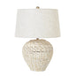 White Wash Wicker Table Lamp With Linen Shade