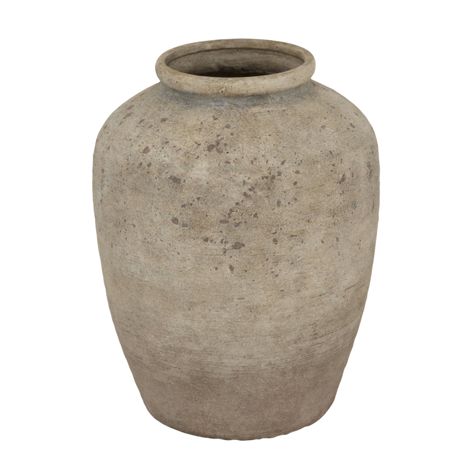 Deruta Medium Mottled Vase CERAMIC in grey displayed on a console table, luxury home decor