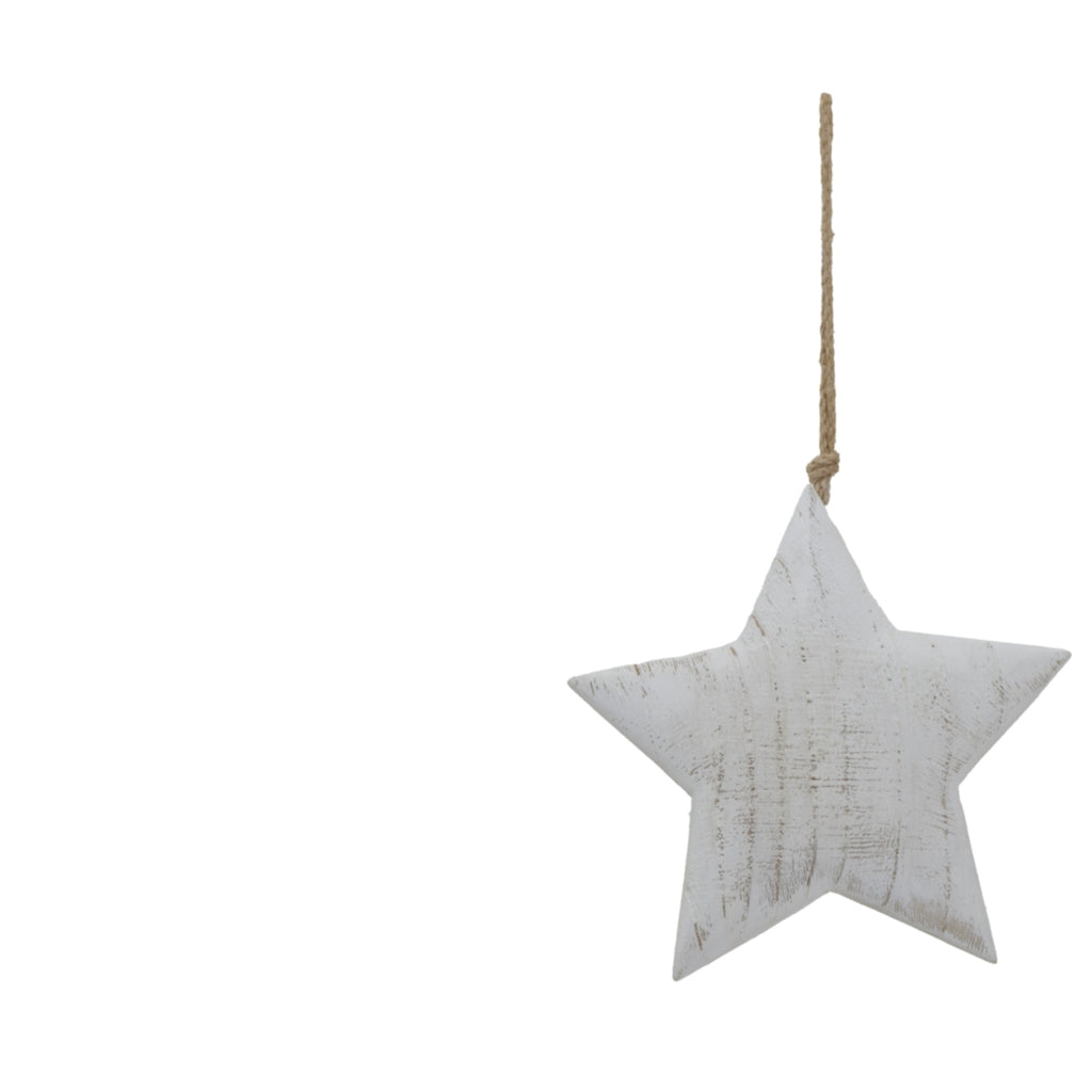 Large Whitewashed Rustic Hanging Star in whitewashed finish