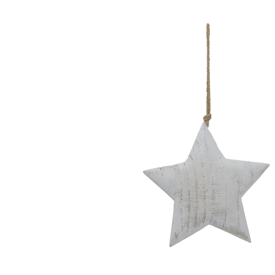 Large Whitewashed Rustic Hanging Star in whitewashed finish