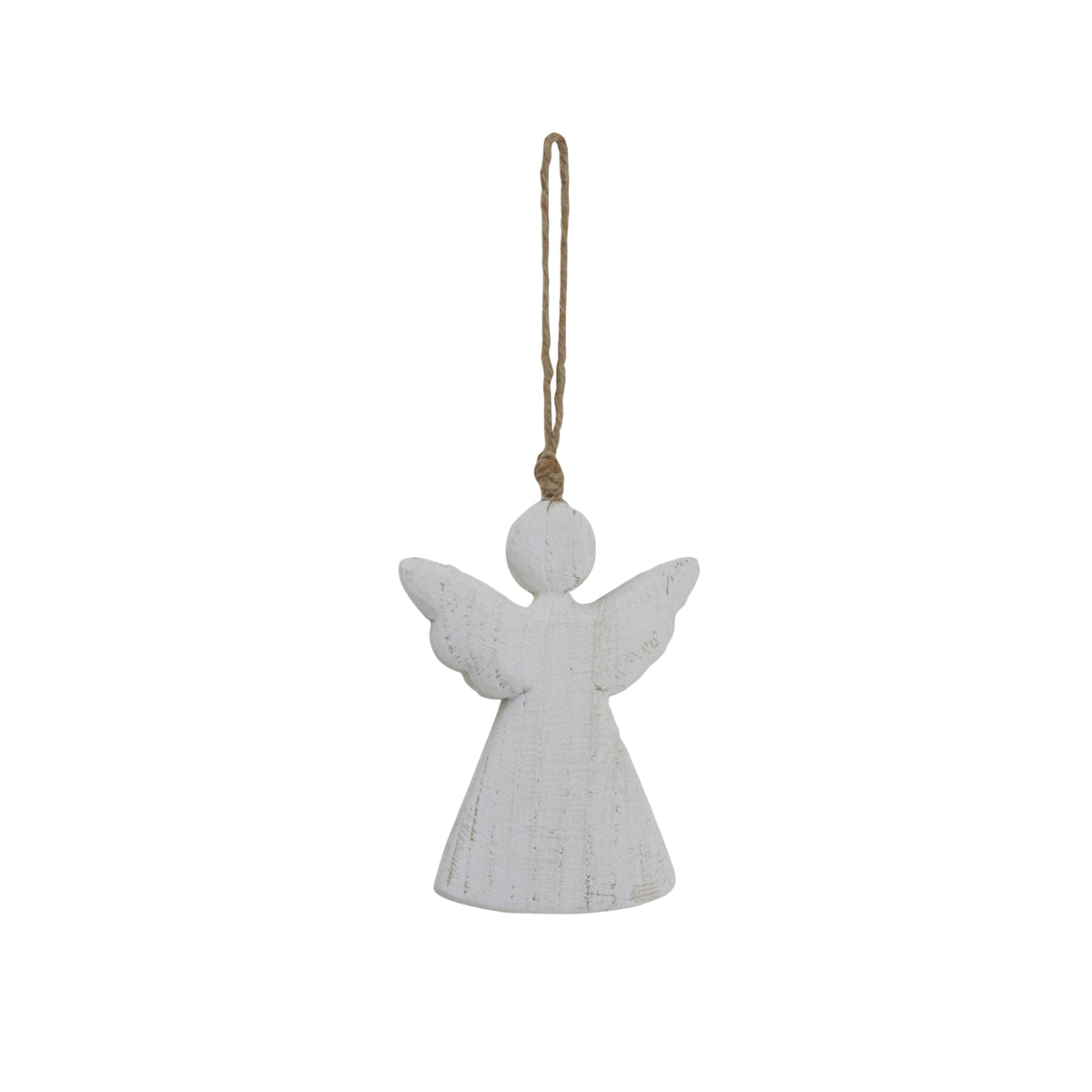Whitewashed Rustic Hanging Angel in whitewashed finish
