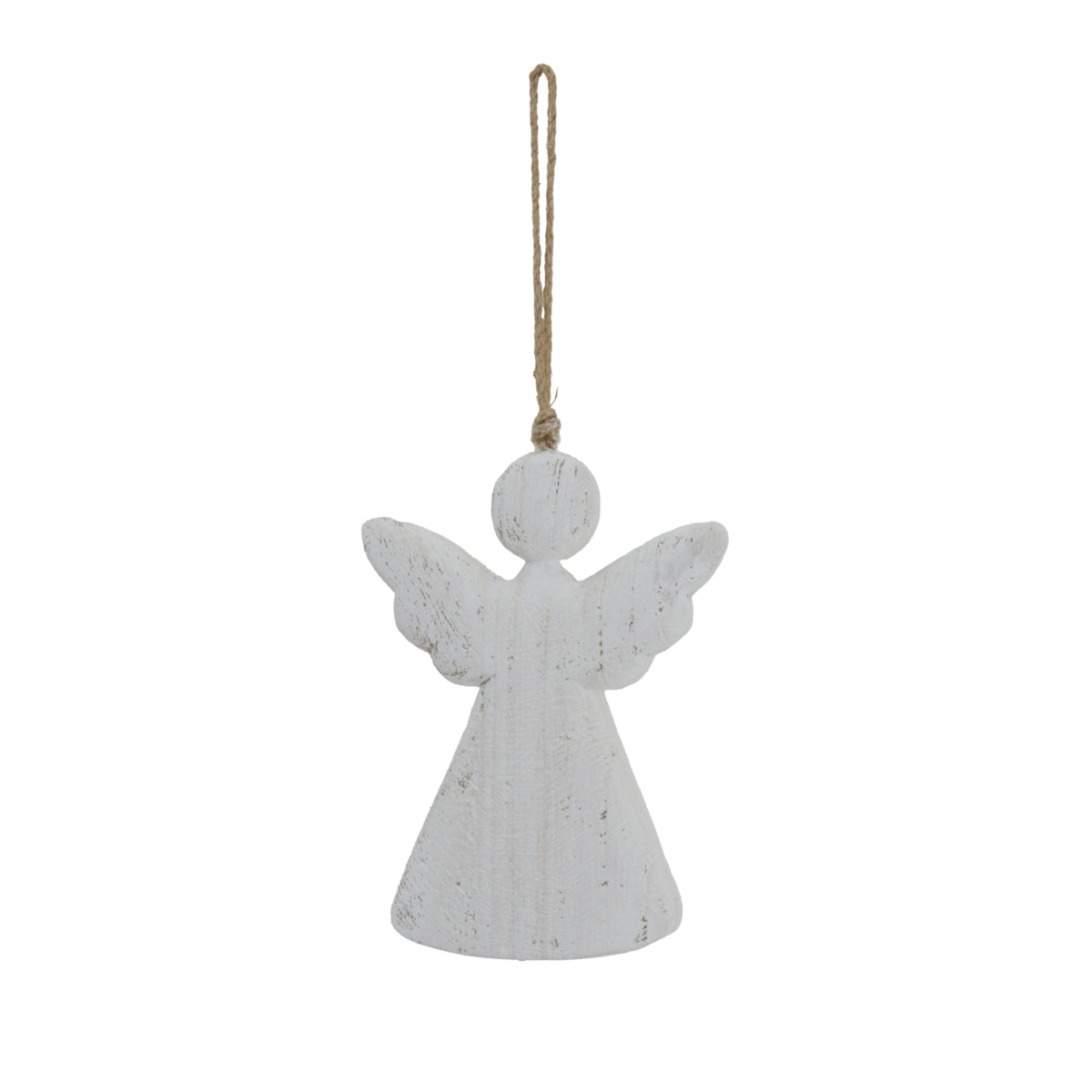 Large Whitewashed Rustic Hanging Angel in whitewashed finish